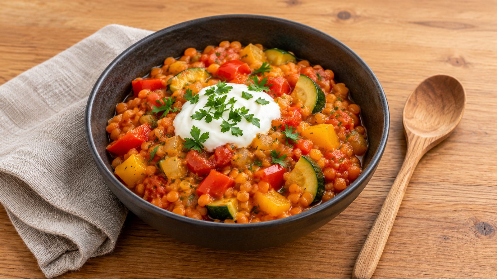 Linsen-Paprika-Pfanne zum Abnehmen: Einfach und sättigend