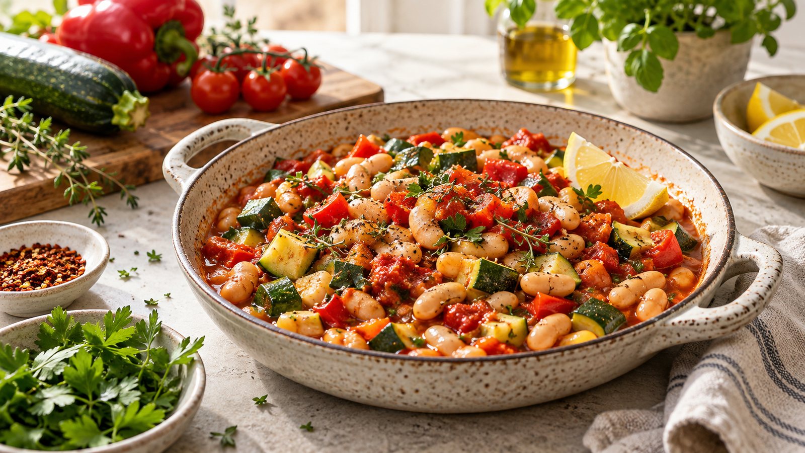 Weiße-Bohnen-Pfanne zum Abnehmen: Schnell, sättigend und mediterran